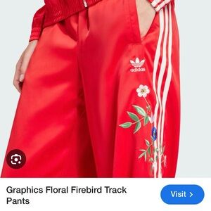Adidas Red Floral Graphic Track Pants- brand new, never worn